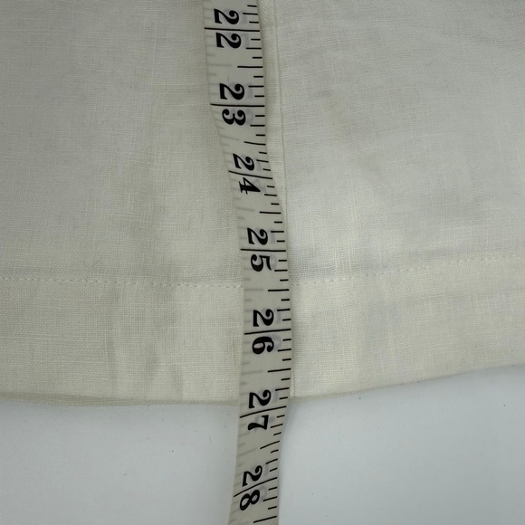 Eddie Bauer Linen A-Line Skirt Women 16 Tall Cream Good Midi Lined Pockets - Picture 5 of 8